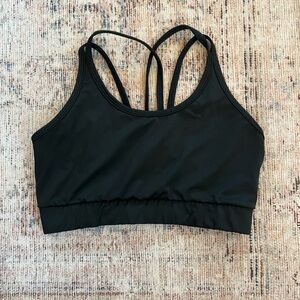 Elegant Black Strappy Sports Bra